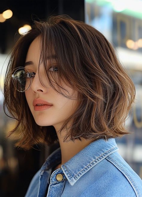 45 Chic Layered Bob Haircuts : Effortless Wavy Brunette Bob Wavy Bob Haircut, Butterfly Bob, Layered Wavy Bob, Wavy Brunette, Layered Bob Haircut, Ash Blonde Bob, Wavy Bob Haircuts, Brunette Bob, Rich Brunette