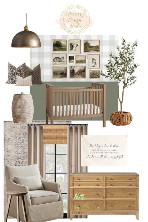 Modern farmhouse nursery Gender Neutral Nursery Design, Nursery Design Board, Nursery Themes Neutral, Dreamy Nursery, Farmhouse Nursery, Cozy Nursery, Nursery Lighting, Nursery Style, Nursery Room Design