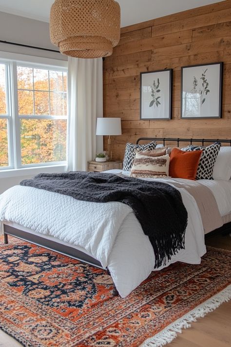 Creative Inspo for Bedroom Accent Walls – Everyday Inspo Pine Tongue And Groove Accent Wall, Knotty Pine Bedroom Ideas, Tongue And Groove Walls Bedroom, Wood Panel Accent Wall Bedroom, Wood Wall In Bedroom, Cedar Shiplap Wall, Shiplap Bedroom Accent Wall, Wood Wall Behind Bed, Updating Wood Paneling Walls