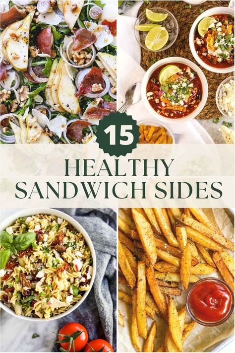 Sandwich Side Dishes, Sides For Sandwiches, Balsamic Vinaigrette Salad, Cozy Soups, Healthy Sandwich, Lunch Sides, Seasoned Fries, Sandwich Sides, Homemade Fries