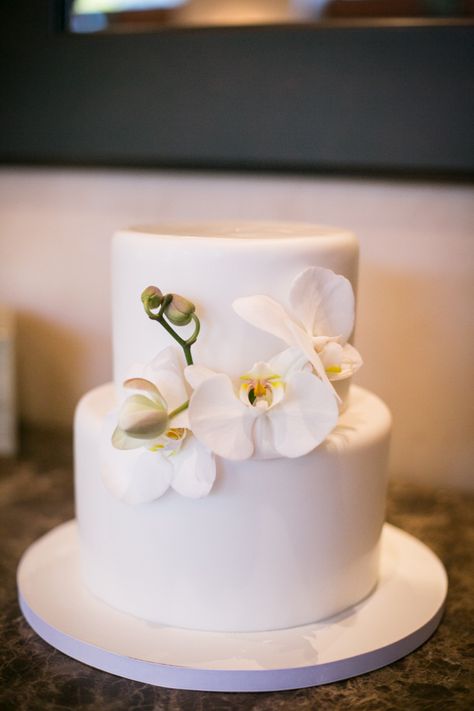 All White Wedding Cake With Flowers, Wedding Decorations Orchid, Orchid Cake Wedding, White Orchid Wedding Cake, White Cake With Orchids, Orchid Cake Ideas, Wedding Cake With Orchid Flowers, Cake With Orchids, Orchid Wedding Theme