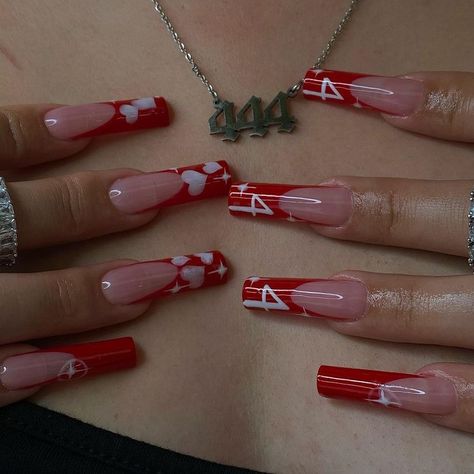 Cute Simple Nails Acrylic Coffin Long, Angel Numbers Nails Acrylic, Angel Number Nails 444, Birthday Nails Number, Valentine’s Day Sets Nails, Spring Acrylic Nails Square Long, Medium Square Valentines Nails, Long Square Acrylic Nails French Tip, Valentines Long Nails