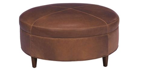 Andover "Ready To Ship" 40 Inch Round Leather Ottoman Ottoman Coffee Tables, Round Leather Ottoman, Leather Ottoman Coffee Table, Leather Cocktail Ottoman, Club Furniture, Upholstered Footstool, Leather Storage Ottoman, Leather Storage, Ottoman Coffee