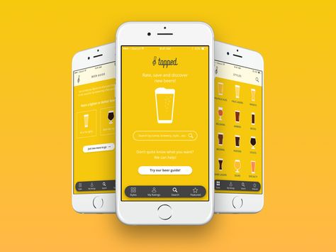 Tapped Beer Guide by Kat Angeles Beer Website, Beer App, Beer Guide, Ux Design Inspiration, Mobile App Ui, Mobile App Design, Ios Apps, Mobile Ui, Mobile Design