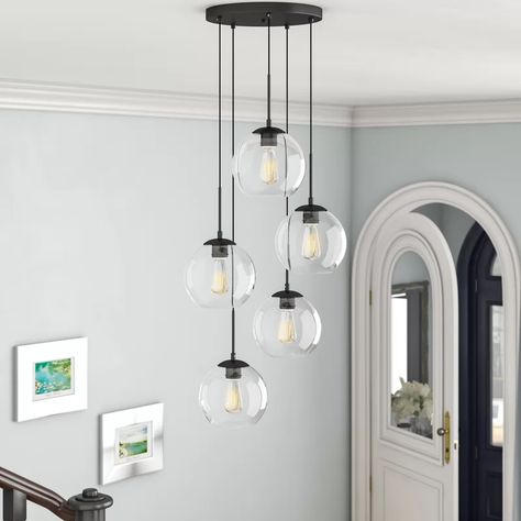 Mercury Row Yearwood 5-Light Cluster Pendant & Reviews | Wayfair.ca Entryway Light Fixtures, Stairwell Lighting, Foyer Lighting Fixtures, Stairway Lighting, Entry Lighting, Cluster Pendant Lighting, Entryway Lighting, Pendant Lighting Dining Room, Foyer Lighting