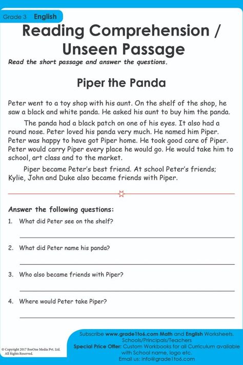 Comprehension passage for Class 3 CBSE / NCERT/ PYP syllabus will help students immensely with reading skills. Used by millions of students and teachers every day. Subscribe to www.grade1to6.com for just $25 a year to get 6000 plus Maths and English worksheets for Grade 1 to Grade 6 #mathworksheets #schoolprincipals #englishworksheets English Worksheets For Grade 1, Unseen Passage, Passage Comprehension, Grade 2 English, Speaking Activities English, Worksheets For Grade 1, English Grammar Test, Reading Fluency Passages, Passage Writing