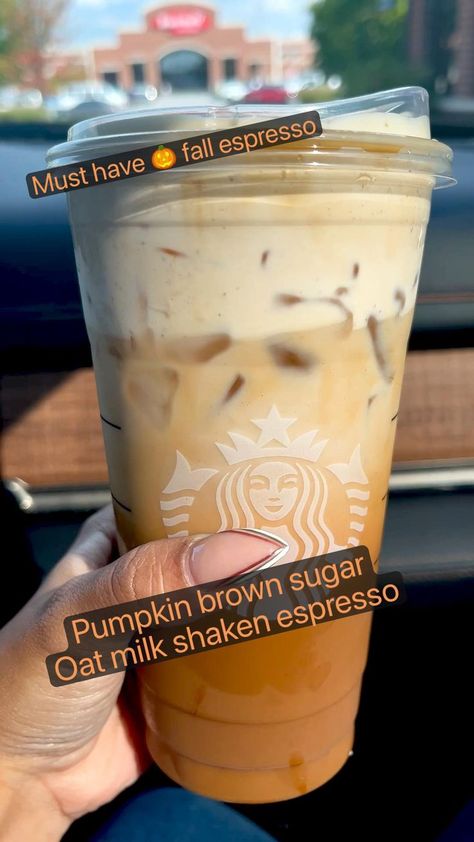 Sweet Pumpkin Starbucks Drinks, Starbucks Pumpkin Machiatto, Non Coffee Fall Drinks, Dairy Free Fall Starbucks Drinks, Custom Fall Starbucks Drinks, October Starbucks Drinks, Fall In A Cup Starbucks, Fall Coffee Drinks Starbucks, Pumpkin Shaken Espresso Starbucks