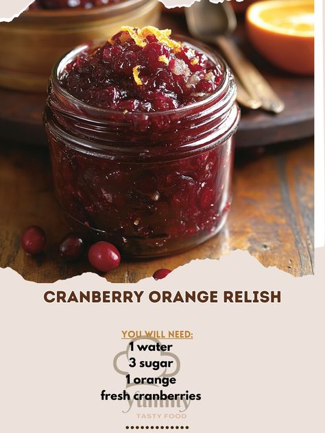 🍊🍇 Dive into a burst of flavors with our Cranberry Orange Relish - a zesty and refreshing holiday delight! 🌟 Cranberry Orange Relish Ingredients: - 12 oz fresh cranberries - 1 orange (zested and juiced) - 3/4 cup sugar - 1/4 cup water Instructions: 1. Rinse cranberries and place in a saucepan. 2. Add orange juice, zest, sugar, and water. 3. Cook over medium heat until cranberries pop. 4. Simmer for 10 minutes until thickened. 5. Let cool and refrigerate before serving. 👩‍🍳 Give your holid... Cranberry Orange Relish Recipes, Cranberry Orange Relish, Best Cranberry Sauce, Cozy Fall Recipes, Cabbage Roll Soup, Cranberry Relish, Frozen Cranberries, Festive Drinks, Cranberry Orange