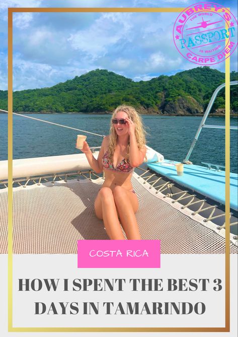 Girl sitting on Catamaran off of the Costa Rican coast Things To Do In Tamarindo Costa Rica, Costa Rica Hot Springs, Costa Rica Tamarindo, Costa Rica Travel Guide, Tamarindo Costa Rica, Backpacking Trip, Costa Rica Travel, Tamarindo, Travel Places