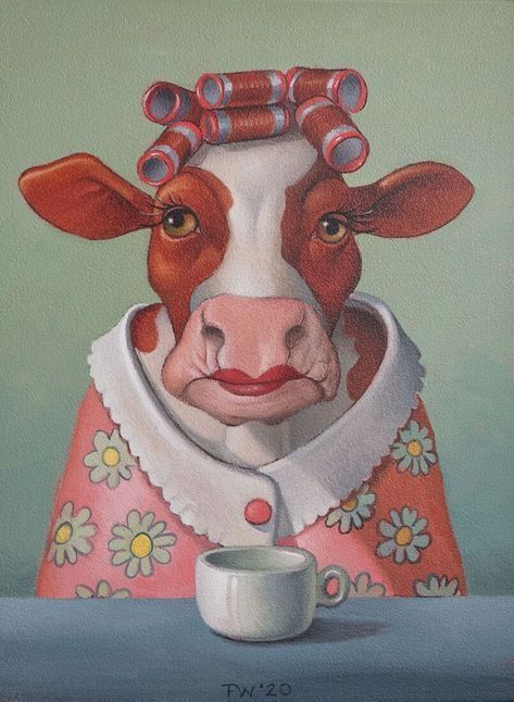 Cow Drawing, Funny Artwork, Lazy Sunday Morning, Animal Portraits Art, Cow Painting, Canvas Painting Designs, Cow Art, A Cow, Lazy Sunday