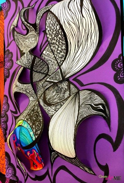 Rhythm and Emphasis - Zentangle 3D Paper Sculpture - Create Art with ME Art Lesson For Middle School, 3d Paper Sculpture, 3d Art Projects, 7th Grade Art, High School Art Projects, Sculpture Lessons, 8th Grade Art, Middle School Art Projects, Art Lessons Middle School