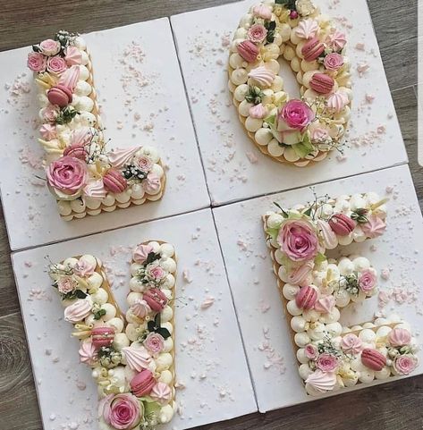 75 Birthday Cake, Letter Cakes, Alphabet Cake, Number Birthday Cakes, How To Make Letters, Cake Lettering, Letter Cake, Brownie Cheesecake, Cream Tart