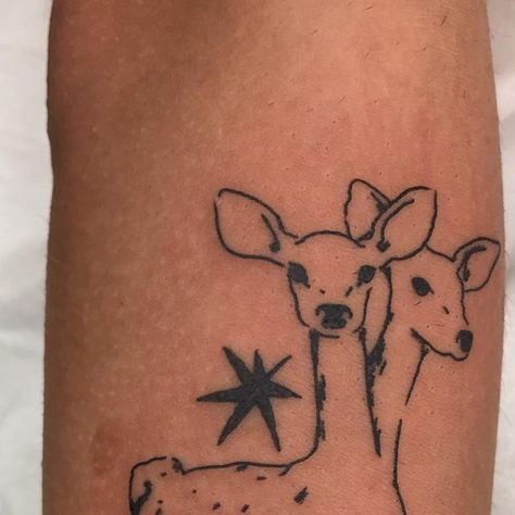 ₐₗₑₓ✿ on Instagram: "Biche à deux tête pour Leila 🦌 Merci pour ce trop cool projet ! @catharsisclub  · #tattoo #doe #animal #animaltattoo #twoheaded #twoheadedcalf #tat #tatouage #paristattoo #illustrativetattoo #customtattoo #fineline #illustration" Two Head Animal Tattoo, Two Deer Tattoo, Deer And Fox Tattoo, Two Headed Deer Tattoo, Fineline Animal Tattoo, Jackrabbit Tattoo, Dear Tattoos, Simple Deer Tattoo, Deer Tattoos For Women