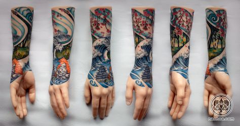 4 Season Tattoo Ideas, 4 Season Tattoo, Seasons Tattoo Sleeve, 4 Seasons Tattoo, Season Tattoo, Seasons Tattoo, Japanese Sleeve Tattoo, Flower Tattoo Back, Thigh Piece