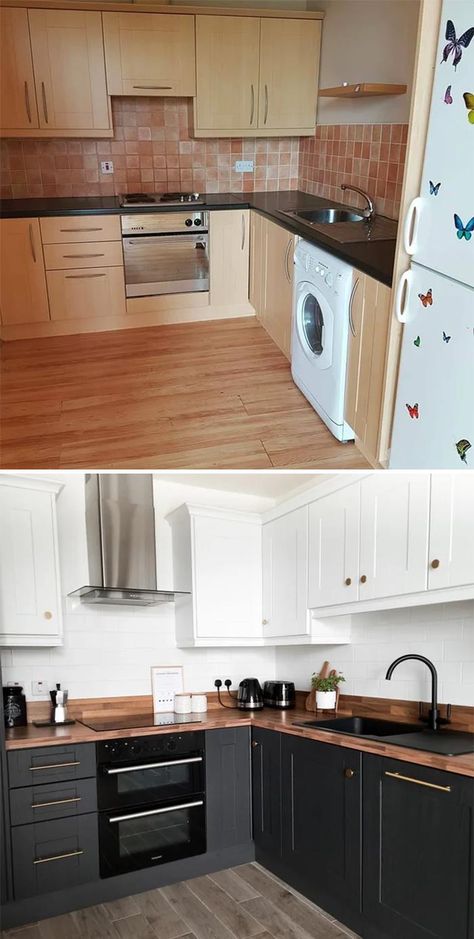 Diy Bathroom Reno, Louth Ireland, Upcycle Kitchen, Tiny Studio Apartments, Before After Kitchen, Closed Kitchen, Small Apartment Kitchen, Kitchen Remodel Before And After, Apartment Renovation