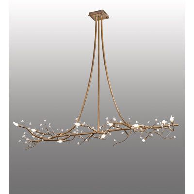 Modern Linear Chandelier, Branch Chandelier, Winter Wood, Old Tree, Pine Branch, Hammered Gold, Architectural Details, Linear Chandelier, Long Winter