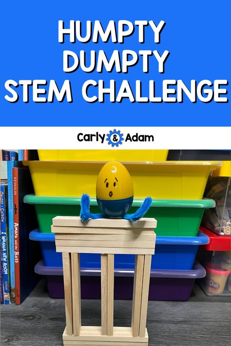 Humpty Dumpty Nursery Rhyme STEM Challenge Humpty Dumpty Stem Activity, Preschool Humpty Dumpty Activities, Nursery Rhyme Science Preschool, Keva Planks Stem Challenges, Nursery Rhyme Stem Activities, Rhyme Activities Preschool, Fairy Tale Stem Challenges, Keva Plank Challenges, Fairytale Stem Activities