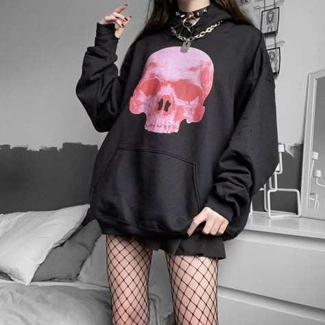 Dark Harajuku Outfits, Tumblr Goth 2014, Hoodie Dress Outfit, Black Hoodie Outfit, Oversized Hoodie Outfit, Hoodies Couple, Dark Outfit, Harajuku Outfits, Dark Outfits