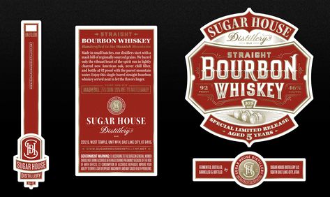 Sugar House Distillery :: Behance Vodka Labels, Whiskey Label, Whiskey Distillery, Gin Bottle, Alcohol Bottles, Gin Bottles, Fashion Graphic Design, Ux Web Design, Prop Design