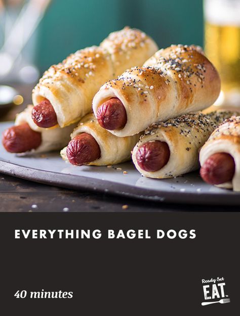 The next best thing to make with pizza dough? Everything Bagel Dogs. Make With Pizza Dough, Bagel Dogs, Ready Set Eat, Everything Bagel Seasoning, Bagel Dog, Bagel Seasoning, Recipes For Kids, Kraft Recipes, Everything Bagel