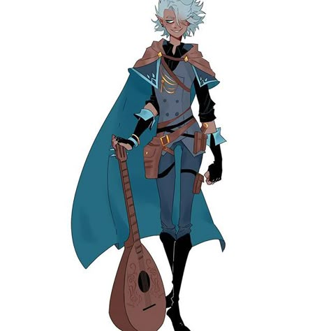 Fantasy Bard Outfit Male, Bard Oc Art, Jester Bard Dnd, Bard Reference, Dnd Clothing Design Bard, Bard Poses, Dnd Bard Outfit, Demigod Character Design, Bard Character Art