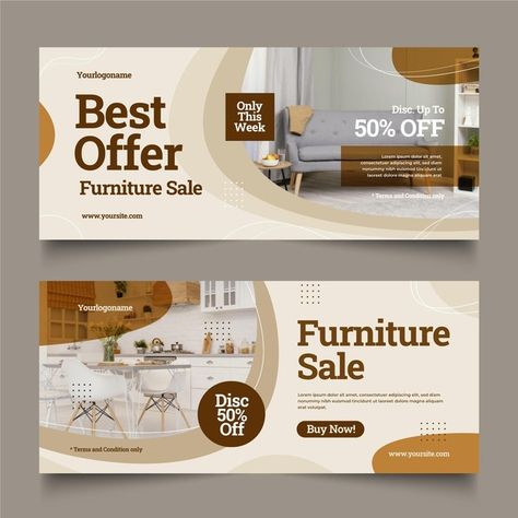 Furniture Banner Design Layout, Furniture Banner Design, Presentation Furniture Design, Banner Graphic Design, Vector Furniture, Banner Design Ideas, Furniture Promo, Shop Banner Design, Banner Layout