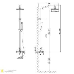 How To plumb Shower Installation? - Engineering Discoveries Shower Height Dimensions, Handshower Placement, Hand Shower Placement, Shower Fixture Placement Layout, Shower Valve Placement, Toilet Shower Combo, Shower Dimensions, Shower Pole, Grohe Shower