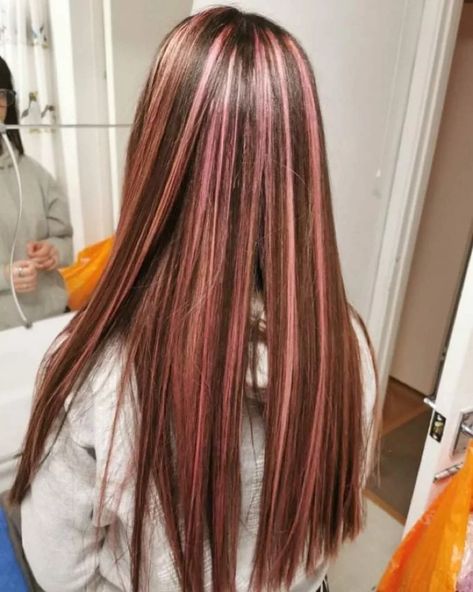 Peekaboo Hair Ideas, Purple Peekaboo Hair, Brown Hair With Pink Highlights, Pink Peekaboo Highlights, Pink Peekaboo Hair, Blonde Peekaboo Highlights, Rose Pink Hair, Best Hair Color Ideas, Peekaboo Hair Colors