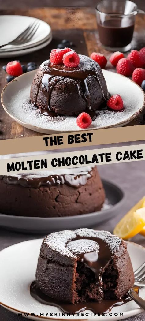 🍫✨ Molten Chocolate Cake ✨🍫
Indulge in the decadence of Molten Chocolate Cake with a rich, gooey center. Quick and perfect for special occasions! #MoltenCake #LavaCake #DessertLovers #ChocolateDelight #myskinnyrecipes 🍰❤️ Chocolate Molten Lava Cake Recipe, Chocolate Volcano Cake, Chocolate Molten Cake, Chocolate Souffle Cake, Chocolate Explosion Cake, Molten Lava Cakes Recipe, Volcano Cake, Chocolate Lava Cake Recipe, Molten Cake