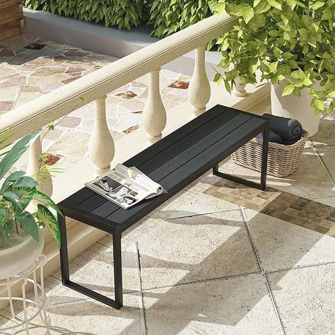 Amazon.com: VICLLAX Garden Bench, 2 Pieces Outdoor Patio Wooden Bench with Weather-Resistant Steel Metal Frame, Patio Seating for Front Porch Backyard Park Outside, Black : Patio, Lawn & Garden Metal Benches For Outside, Black Outdoor Bench Front Porch, Black Metal Bench, Black Outdoor Bench, Backyard Park, Metal Outdoor Bench, Black Patio, Wooden Bench, Patio Seating