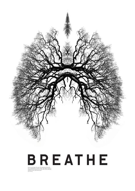 Breathe Poster - Matt Willey | "Forests are the lungs of the earth... " A poster produced to raise awareness of the destruction of the Amazon rainforest for the  Rainforest Action Network (RAN). The project was a collaboration with photographer Giles Revell. Blink 182 Nurse, Blink 182 Nurse Costume, Matt Willey, Pilates Benefits, New York Office, Visual Metaphor, New York Times Magazine, Amazon Rainforest, Creative Posters