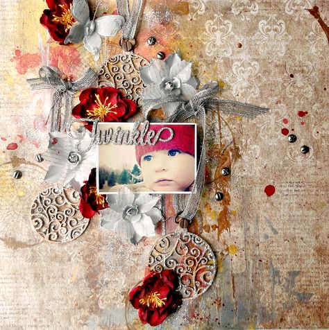 Mixed Media Scrapbooking Layouts, Winter Scrapbook Layouts, Christmas Scrapbook Layouts, Blue Fern Studios, Blue Fern, Mixed Media Art Canvas, Christmas Layouts, Fall Scrapbook, Mixed Media Scrapbooking