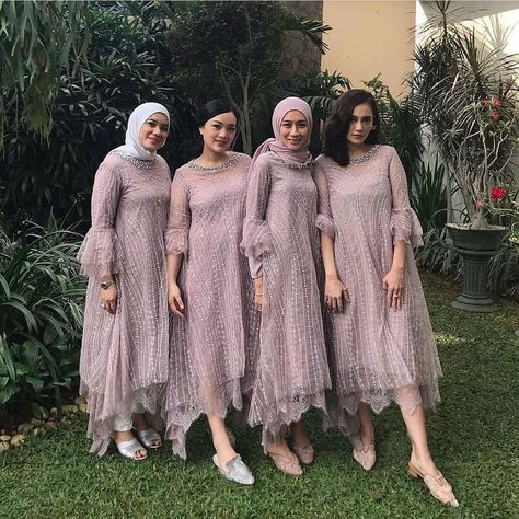 Inspired from @prilaprissilia Just Reference  #kebayamodern #kebayawisuda #kebayawisudamodern #kebayamurah #kebaya #ootdkebaya #selfootd… Bridesmaid Dresses Hijab Brokat, Bridesmaid Dresses Hijab, Kebaya Bridesmaid, Dress Brokat Modern, Kebaya Lace, Batik Dress Modern, Hijab Dress Party, Dress Kebaya, Kebaya Brokat