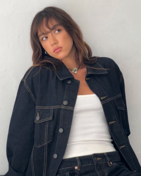 Your fave denim - back online Dark Blue Jean Jacket Outfits, Blue Jean Jacket Outfits, Dark Blue Jean Jacket, Indigo Denim Jacket, Corset Vest, Pu Jacket, Summer Bodycon Dress, Black Satin Dress, Oversized Denim Jacket