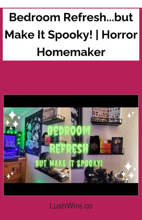 Bedroom Refresh...but Make It Spooky! | Horror Homemaker Spooky Bedroom, Diy Office, Chic Spaces, Natural Skin Care Routine, Bedroom Refresh, Spooky Decor, Cozy Nook, Drying Herbs, Chic Decor