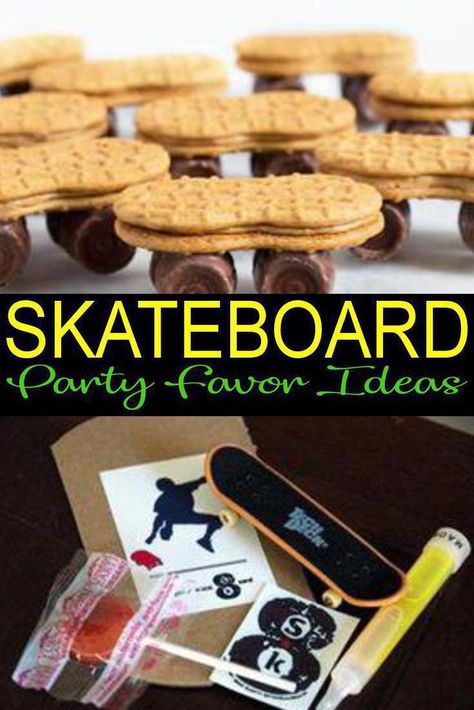 7 Skateboard party favor ideas for kids. Fun and easy Skateboard birthday party favor ideas for children. Skateboard Bday Party, Skate Park Party, Skatepark Birthday Party, Skate Board Birthday Party, Skate Park Birthday Party, Skater Party Ideas, Vans Themed Party Ideas, Skater Birthday Party Ideas, Skateboard Themed Birthday Party