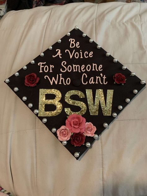 Social Worker Graduation Cap Ideas, Graduation Cap Designs College Social Work, Social Work Graduation Pictures Ideas, Graduation Pictures Social Work, Social Worker Graduation Pictures, Human Services Graduation Cap, Bsw Graduation Cap, Social Work Cap Ideas Graduation, Social Worker Graduation Cap