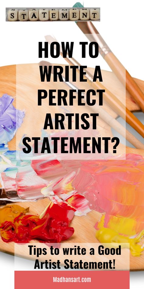 An artist statement is a piece of writing that accompanies your artwork. It is a chance for you to explain the context, inspiration and thought process behind your work. Learn more about what should be included in an artist statement, who needs one and how long it should be. Writing An Artist Statement, How To Write An Artist Statement, Artist Statement Examples, Creative Art Activities, Artist Tutorials, Jobs In Art, High School Art Projects, Artist Business, What Is An Artist