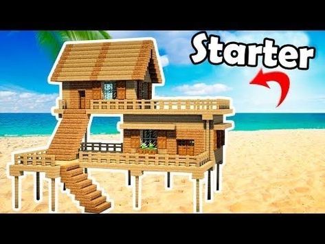 Minecraft Beach House, Minecraft Starter House, Construction Minecraft, Modern Minecraft Houses, Minecraft Decoration, Minecraft Tutorials, Minecraft Houses Survival, Starter House, Minecraft Things