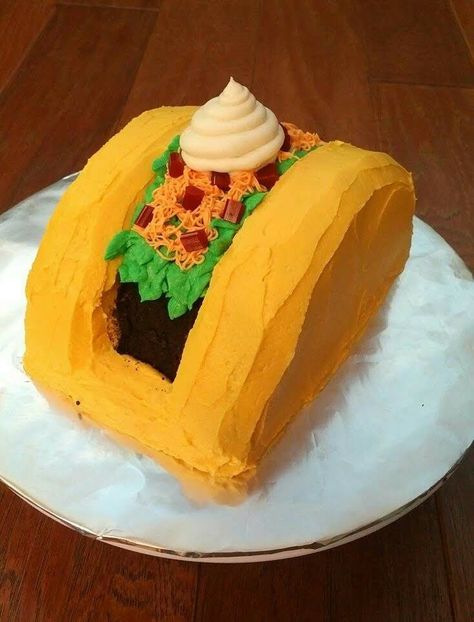 Taco Cake, Taco Bar Party, Most Beautiful Cakes, 11 Birthday, Kids Birthday Cake, Bakery Items, Kid Party Ideas, Taco Party, 50th Bday