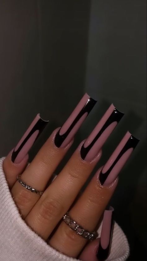 Extended Nails Design, Classy Baddie Nails Square, Olive Green Coffin Acrylic Nails, 2 Short Nails 3 Long Acrylic, Nails Inspiration Black Women, Black Nails Long Square, Nails Acrylic Stiletto Long, Long Square Acrylic Nails Designs Simple, Square And Stiletto Nails Together