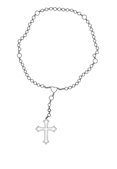 Rosary Outline, Rosary Tattoo Stencil, Rosary Bead Tattoo, Rosary Tattoo, Necklace Tattoo, Rosary Beads, Tiny Tattoos, Rosary, Tatting