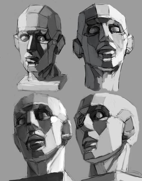 Shading Study Reference, Shading Head Reference, Art Studies Drawing Reference, Head Shading Reference, Human Face Anatomy Reference, Masculine Head Reference, Head Studies Art Reference, Face Art Study, Asaro Head Study