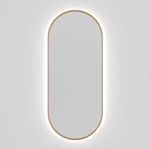 Mirror under brass Capsule Gold with backlight - Mirror - 3D Models Backlight Mirror, Oval Gold Mirror, Capsule Mirror, Bath Mirror, Oval Mirror, 3d Warehouse, Gold Mirror, Silver Mirrors, Mirror With Lights