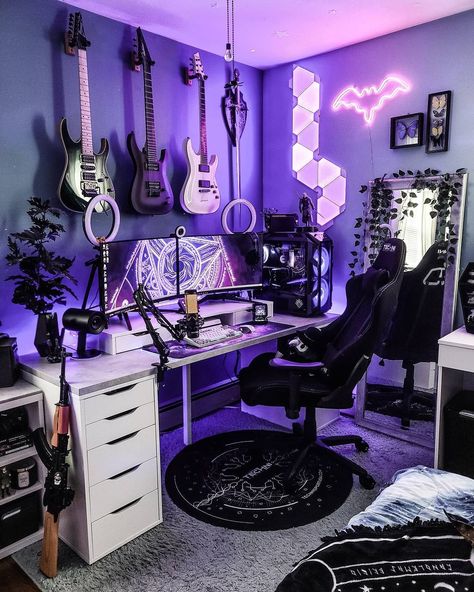 Games Room Inspiration, Purple Room, Best Gaming Setup, Computer Gaming Room, Gamer Room Decor, Video Game Room Design, Video Game Rooms, Bedroom Setup, Computer Room