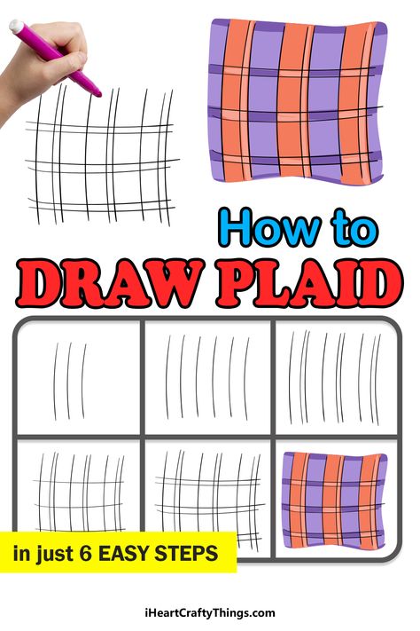 How To Draw Plaid Pattern Step By Step, How To Draw Plaid Pattern, How To Draw Plaid, Anime Tutorial, Fashion Illustration Collage, Graph Design, Learning Graphic Design, Drawing Prompt, Drawing For Beginners