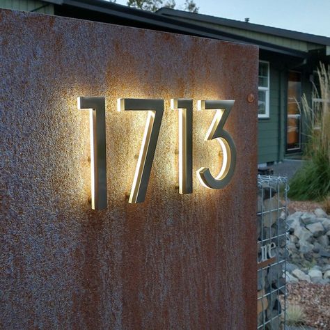 Backlit House Numbers - Full Customize House Numbers Address Numbers and Room Numbers Letter Address, Illuminated House Numbers, Led House Numbers, Number Ideas, Led House, Metal House Numbers, Sign Logo, Modern House Number, Door Numbers