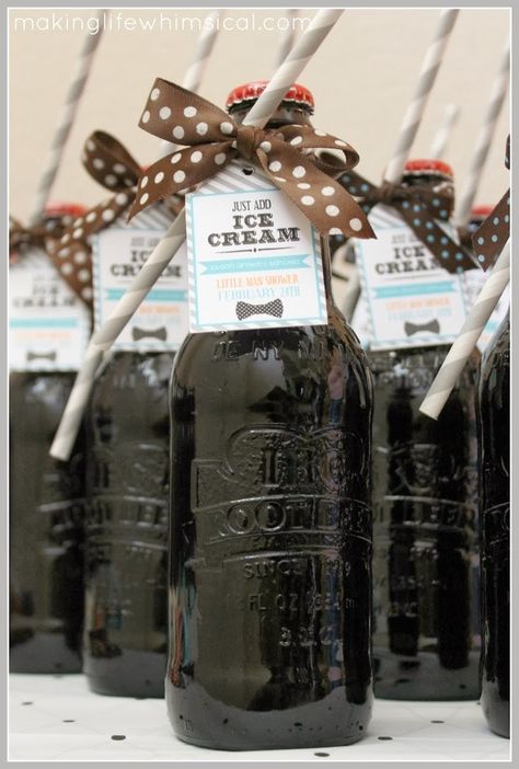 Root Beer Floats Party, Root Beer Float Recipe, Root Beer Bottle, Man Shower, Beer Float, Coed Baby Shower, Root Beer Float, Baby Q, Beer Bottles