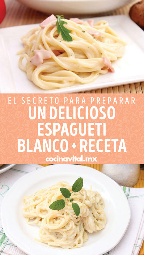 Conoce el secreto mejor guardado para preparar un espagueti blanco bien cremoso y delicioso. Pasta Blanca, Pizza Pasta, Alfredo, Food Drinks, Dip, Spaghetti, Pasta