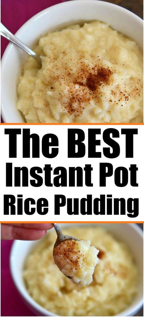 Instant Pot rice pudding and coconut rice pudding recipe that takes just 10 minutes and is the best dessert we've made so far in our pressure cooker. Just a few ingredients and it's great served either warm or cold. We've even made this as a breakfast treat! Instant Pot Rice Pudding, Instant Pot Rice, Rice Pudding Recipe, Electric Pressure Cooker Recipes, Multi Cooker, Rice Recipes For Dinner, The Best Dessert, Dessert Simple, Coconut Rice